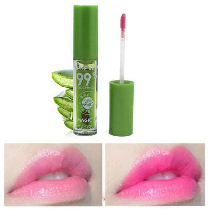 Aloe Vera Lip Balm - Temperature Activated Color Change | Hydrating Plant-Based Formula | Jelly Gloss