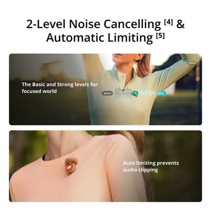 DJI Mic Mini 2 Wireless Microphone 48-Hour Operating Time & Power Saving Three Voice Tone Presets, Two-Level Noise Cancelling