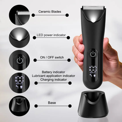 Men's All-in-One Groin & Body Trimmer - Groomer Kit for Privates, Precision Shaver for Hard-to-Reach Areas