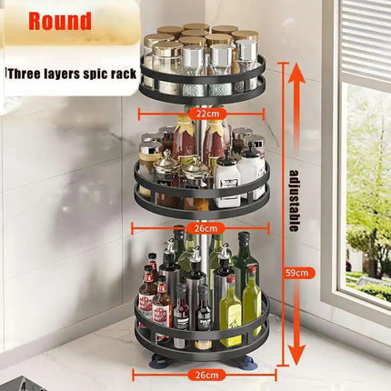 360 Rotation Spice Rack Multi-Layer Spices Cans Seasonings Storage Tray Multifunctional Bathroom Storage Rack Kitchen Organizer