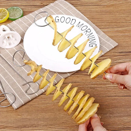 6 Set Spiral Potato Cutter with 4 Stainless Steel Sticks Spiralizer Chips Maker Reusable Potato Twister Kitchen Gadgets