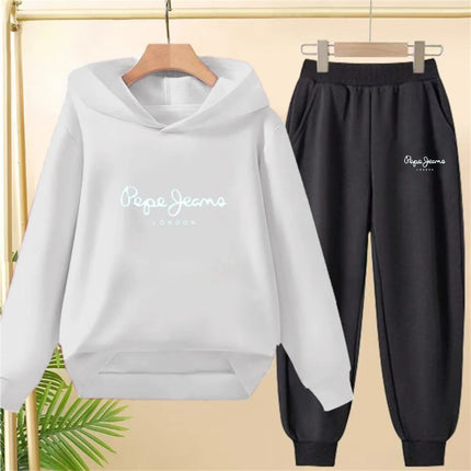 Boy Girls Children's Hoodies suit Tops+bottom Toddle black Sweatshirr white child 3-12 year Pink fashion printing Coat clothing