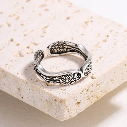 Retro Angel Demon Wings Open Ring for Women Couples Punk Gothic Adjustable Finger Jewelry Accessories Hip Hop Gifts