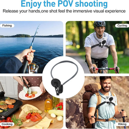 Magnetic Neck Phone Mount, Adjustable Chest Strap Neck Phone Holder for Recording, Hands Free POV/Vlog Phone Video Filming