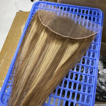 P4/27 Highlight Color 13x4 Transparent Lace Frontal Straight Human Hair Invisible Preplucked Closure Lace Frontal Human Hair