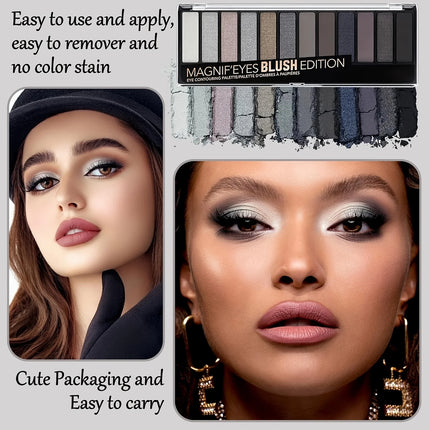 ErshiQI 12-Color Eyeshadow with Pearlescent, Matte & Fine Glitter