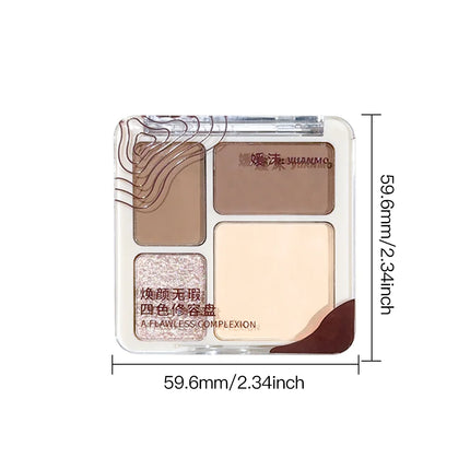 Three-dimensional facial four-color highlight contour palette,matte long-lasting brightening three-dimensional contour cosmetics