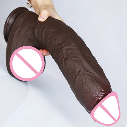Realistic Soft Big Black Dildo Double Silicone Suction Cup Penis Female Vaginal Masturbation Cock Woman Man Anal Adult Sex Toy
