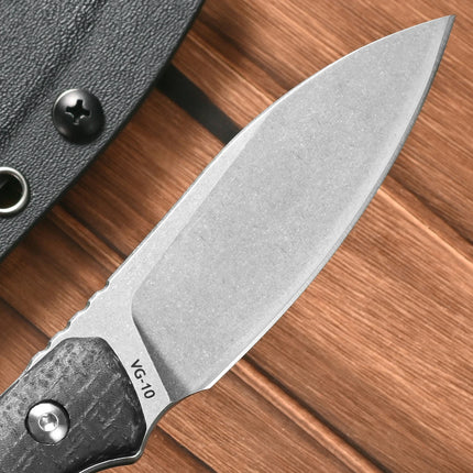 FF118 Fixed Blade Knife VG10 Stonewashed Steel Blade Micarta Handle straight Blade Knife with Kydex Sheath for Outdoor Camping
