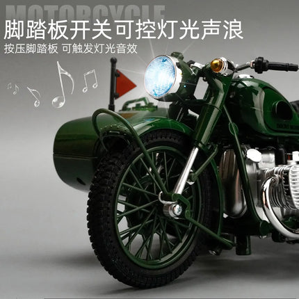 1:10 Ural M72 Sidecar Motorcycle Alloy Metal Diecast Model Motorcycle Classic Retro Simulation Home Interior Decoration Hobbies