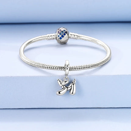 Hot Sale 925 Sterling Silver Dog Paw Print Fixed Clip & Shepherd Dog Dangle Charm Fits Bracelet Beloved Pet Pendant Gifts