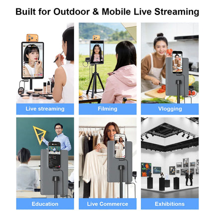 KingMa 10" Live Stream Touch Monitor for iPhone17 16 15 Samsung Rear Camera Vlog Screen Mirroring Kit Reverse Control for TikTok
