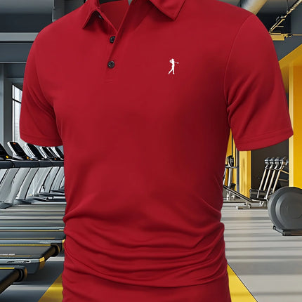 New men's short-sleeve summer polo shirt with a button-down collar, quick-drying and breathable, casual and sporty T-shirt,