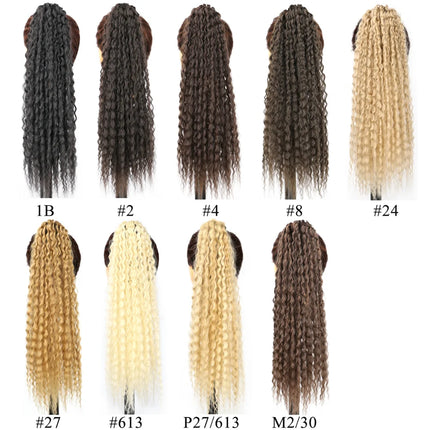 Brazilian Curls Synthetic Crochet Braiding Hair Curly Ponytail with Hair Tie 20 Inch Ombre Synthetic Crochet Braiding Fiber Hair