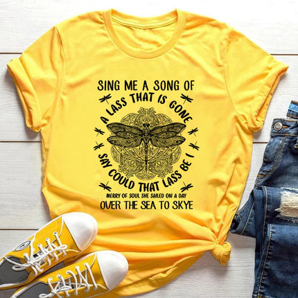 Outlander T-shirt Sing Me A Song Dragonfly Celtic Design Outlander Shirt Fraser Ridge Sassenach Tees Book Series Inspired Tops