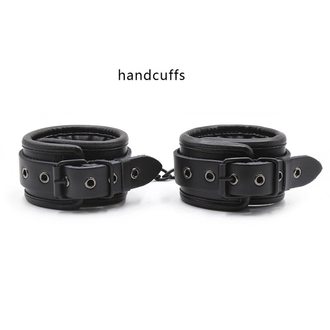 Puppy Play Genuine Leather Handcuffs Collar Wrist Ankle Cuffs for Fetish Bondage Restraints Erotic Adult Games Couple Sex Toy