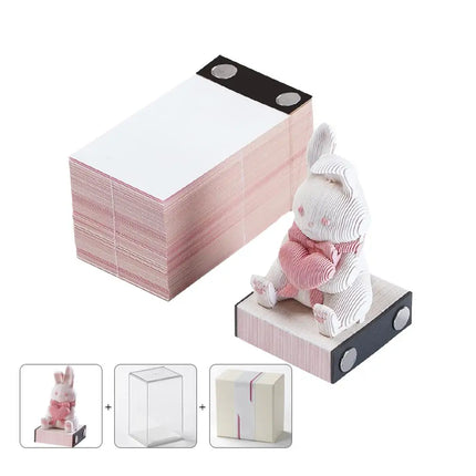 3D Notepad Cute Bunny 3D Memo Pad Animal Sticky Note Art Notes Block Office Accessories Birthday Gifts For Kids Friends