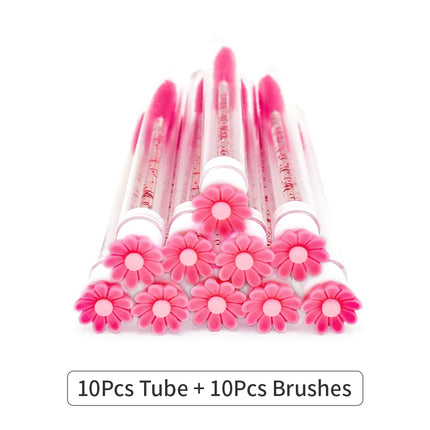 10/50Pcs Eyelash Brush Tubes With Crystal Lash Mascara Wands Eyebrow Comb Spoolies Container Lash Brush Applicators Makeup Tools