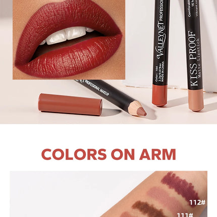 Thanksgiving/Christmas women's cosmetics gifts: 12 color matte velvet lipliner, natural&waterproof&easy to color lipstick pen.