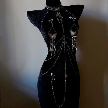 Luxury Butterfly Nipple Clips Seductive Rhinestone Body Chain Premium Collar Anal Plug Vaginal Clamp Erotic Accessories Sex Toys