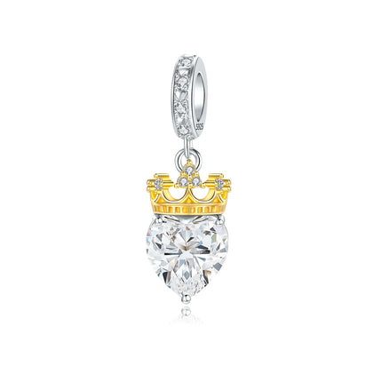 Crown Charms Skull Bead Original 925 Sterling Silver Inlaid Zirconium Pendants Fit Bracelet Necklace Jewelry Lover Gift