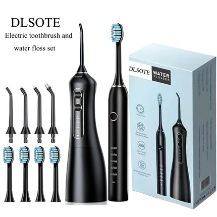 Oral Irrigator Sonic  Electric Toothbrush Set Water Dental Flosser Teeth Portable Cordless USB Cleaner IPX7 Waterproof