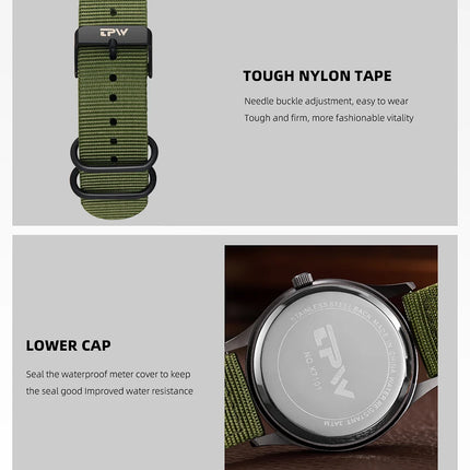 2024 TPW Field Watch Easy Reading Fabric Strap 24-Hour Display Quartz Movement