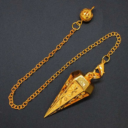 Copper Metal Rune Pendulum For Dowsing Divination Balancing Body Healing Chakra Reiki Spiritual Antique Pendant