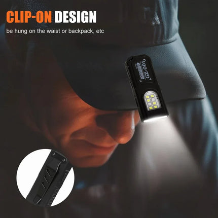 Rechargeable Mini Keychain EDC Flashlight Super Bright Magnetic Torch Light with Pen & Hat Clip for Outdoor & Fishing