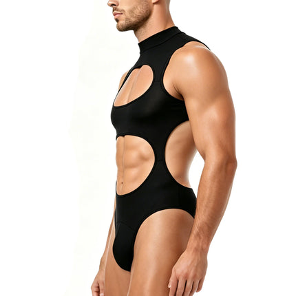 Men's Hollow Out Leotard Bodysuit Sleeveless Jumpsuit Sexy Stretch Tight One-piece Clubwear One Piece Lingerie