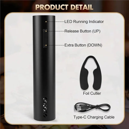A98I-Rechargeable Battery Operated Wine Opener With Foil Cutter, Electric Wine Bottle Opener For Home, Kitchen, Party, Wedding