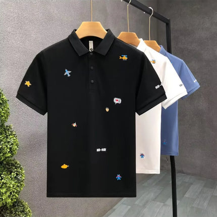 American Style Loose Short Sleeve Polo Shirt Casual Turn-down Collar Top for Men Summer New Arrival Comfortable Breathable Tee