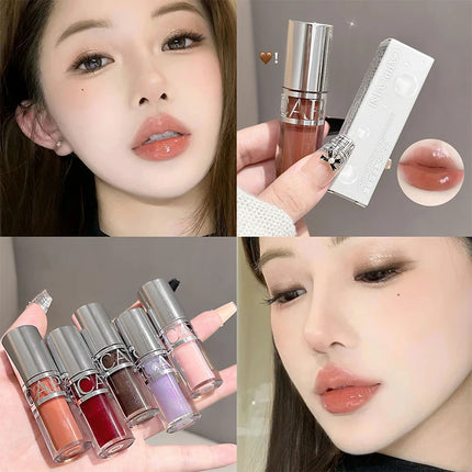 Cappuvini Peach Jelly Water Light Glass Gloss Lip Gloss Lasting Non-stick Waterproof Lip Plumping Moisturizing Lipgloss Makeup