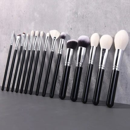 15 Pcs Makeup Brush Set Cosmetic Brushes Makeup Brushes Goat Hair for Eyebrow Eyeshadow Foundation Travel Portable with Pouch
