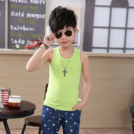 1pc Pure Cotton Kids Underwear Boys Girls Vests Children's Ventilated Vest Tops Student Sport Tank Top Baby Clothes Sleeveless Tee