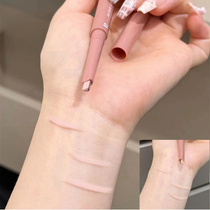 Bicolor Under Eyes Pen Double Ended Lying Silkworm Pencil Nude Lower Eyelid Contour Aegyo-sal Eyeliner Makeup with Detail Brush