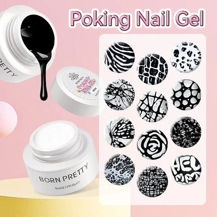 New Pretty 5ml Poke Poke Nail Art Gel Glue Black White Wave Texture Nail Painting Art Gel Soak Off UV LED Varnish 2026 Hot