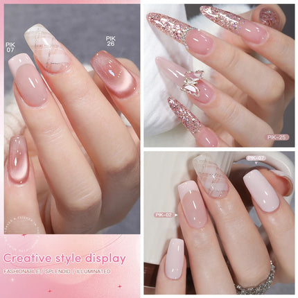 AS 15ml Pink Glass Bead Cat Magnetic Gel Nail Polish Spring Jelly Crystal Semi Permanent Moonlight Soak Off Manicure Varnish Gel