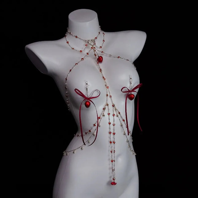 Multi-functional Body Jewelry Heart-Shaped Nipple Clamps All-in-One Training Adult Breast Stimulation Sexy Accessories for Women