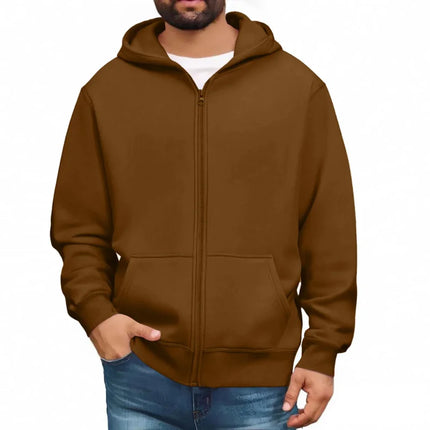 Men'S Hooded Sweatshirt Solid Color Simple Jacket Hood Design Top Kangaroo Pockets Daily Wear All Seasons Basic Jacket Daily