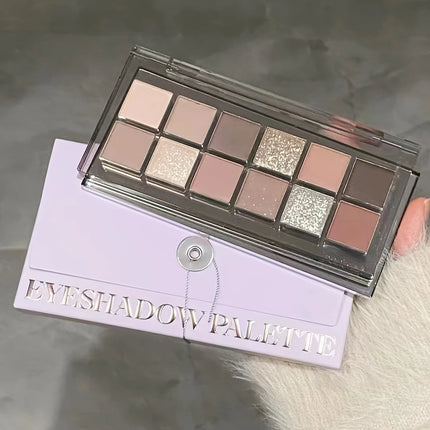 12 Color Eyeshadow Palette, Shimmer and Matte Nude Tones Versatile Daily Makeup Shades  Long-Lasting Color Display