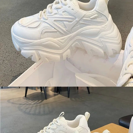 Women New Fashion Platform Sport Shoes Women 2024 New Summer Black Casual Chunky Sneakers Women Mesh Leather Platform Shoes