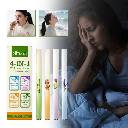 4pcs Air Freshener Pen Relaxation Sensory Clear Breathing Good Mind Freshening Fragrance Aromatherapy Diffuser Lung Cleaning Pen