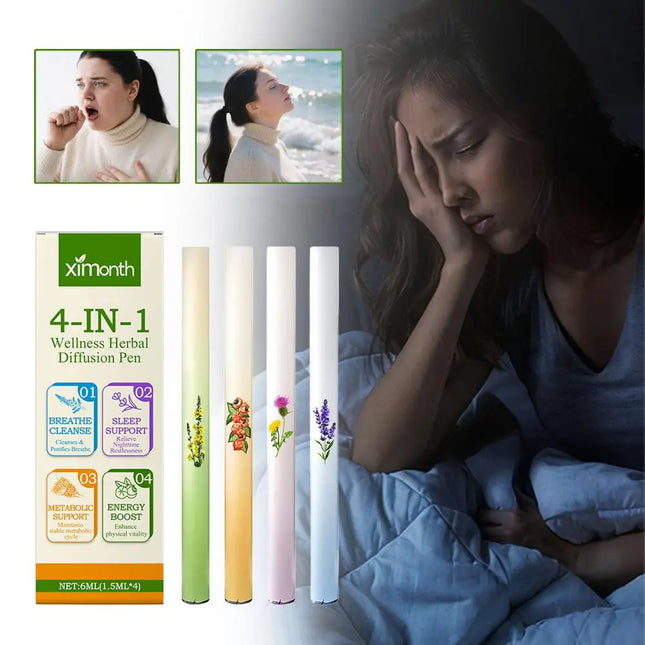 4pcs Air Freshener Pen Relaxation Sensory Clear Breathing Good Mind Freshening Fragrance Aromatherapy Diffuser Lung Cleaning Pen