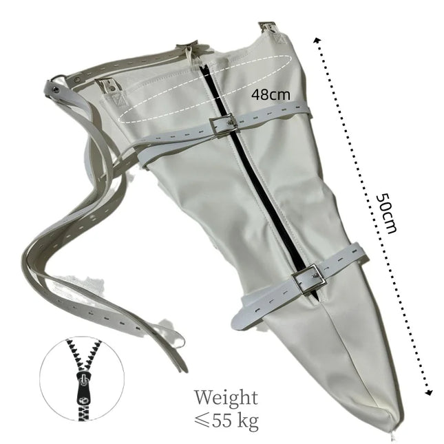 Y-back Strap Lace-up Straight Arm Binder with Zipper Leather Tight Fit Single Sleeve for Couple BDSM Bondage Interaction Sex Toy