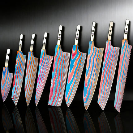 1PC,Blank Blade Kitchen Knives Titanium Damascus Steel Cleaver Knife Blades Knife Makers Home DIY Enthusiasts