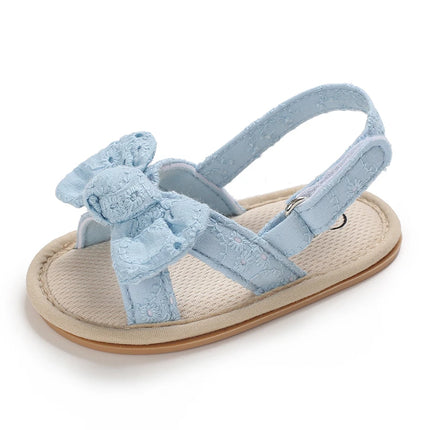 0-18 months cute baby shoes summer small fresh blue bow princess shoes sandals soft and comfortable soles slip walking shoes