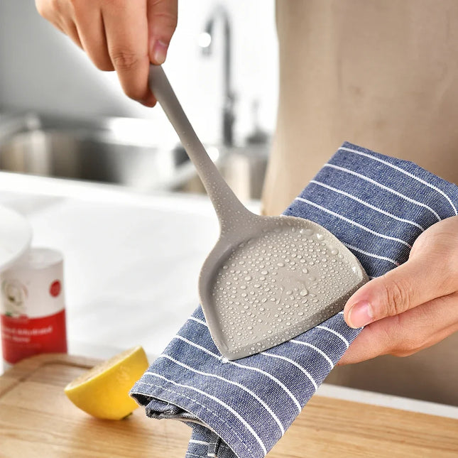 15Pcs Khaki Food Grade Silicone Kitchen Cookware Utensils Turner Spatula Soup Spoon Practical Cooking Tool Kitchenware Set