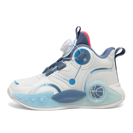 Children Basketball Shoes Boys Sports Comfortable Non Slip Flat Fitness Shoes 2025 New Rotating Button Sports Sneakers for Kids