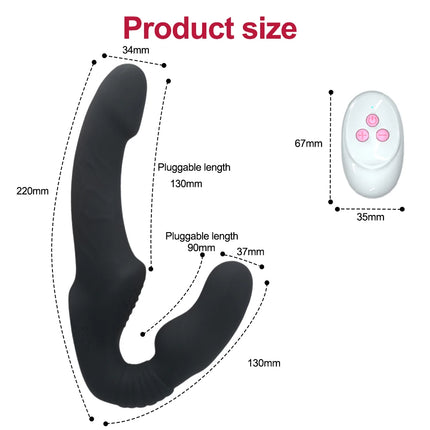 Strapless Strapon Dildo Vibrator Female Double Vibrating G Spot Stimulate Clitoris Anal Massager Adult Sex Toys For Women Couple